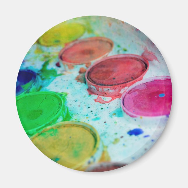 Artists Multicolored Watercolor Paint Palette Magnet (Front)