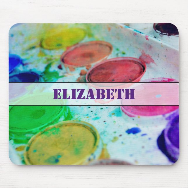 Artists Multicolored Watercolor Paint Palette Mouse Mat (Front)
