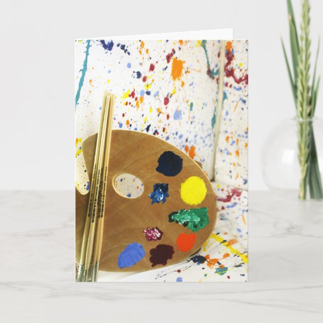 Artists Paint Splatter And Palette of Paint Card (Front)