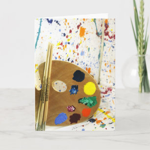 Artists Paint Splatter And Palette of Paint Card