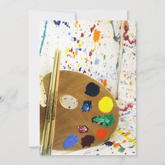 Artists Paint Splatter And Palette of Paint Invitation (Front)