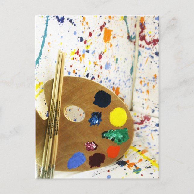Artists Paint Splatter And Palette of Paint Postcard (Front)