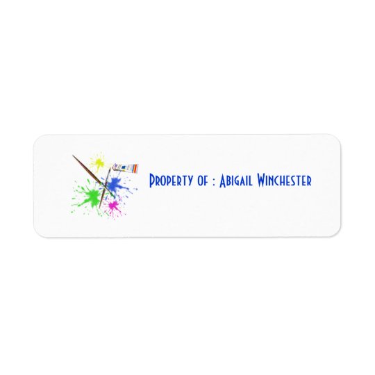 Artist's paints and brushes/Property belongs to Return Address Label