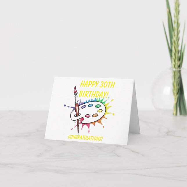 Artist's Palette 30th Birthday Card (Front)