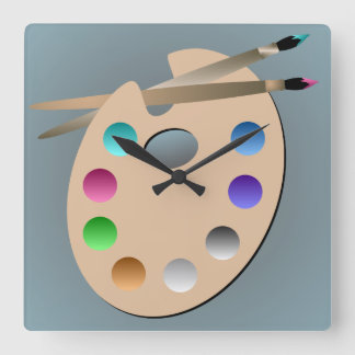 Artist's Palette and Paintbrush Wall Clock