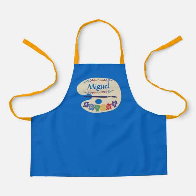 Artists Palette Kids Cute Painting Smock Apron (Front)