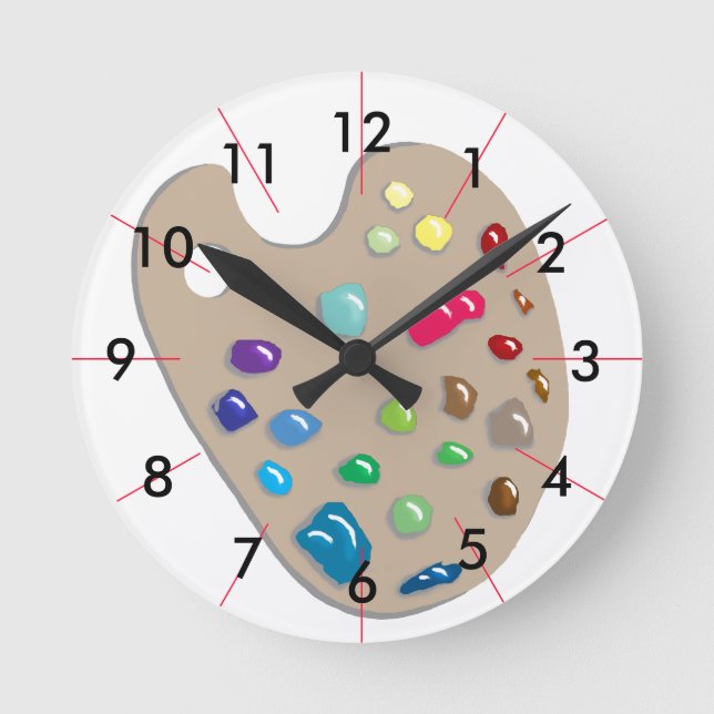 Artists Palette Painting Studio CricketDiane Round Clock (Front)