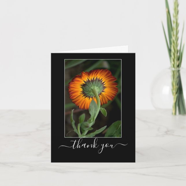 Artists Series: Orange Floral Art Thank you Note Card (Front)