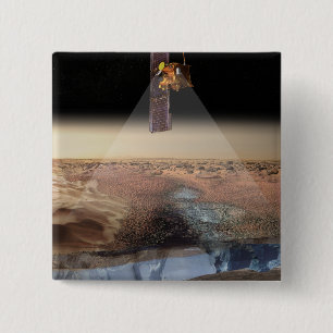 Artist's View of Odyssey Detecting Ice 15 Cm Square Badge