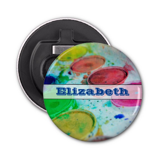 Artists Watercolor Paint Palette Personalised Bottle Opener (Front)