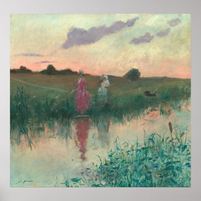 Artist's Wife Fishing - Jean-Louis Forain Fine Art Poster (Front)