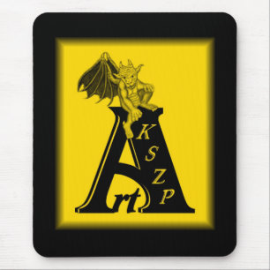 ArtKSZP Logo mit kleinem Golem schwarz gelb design Mouse Mat