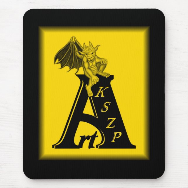 ArtKSZP Logo mit kleinem Golem schwarz gelb design Mouse Mat (Front)