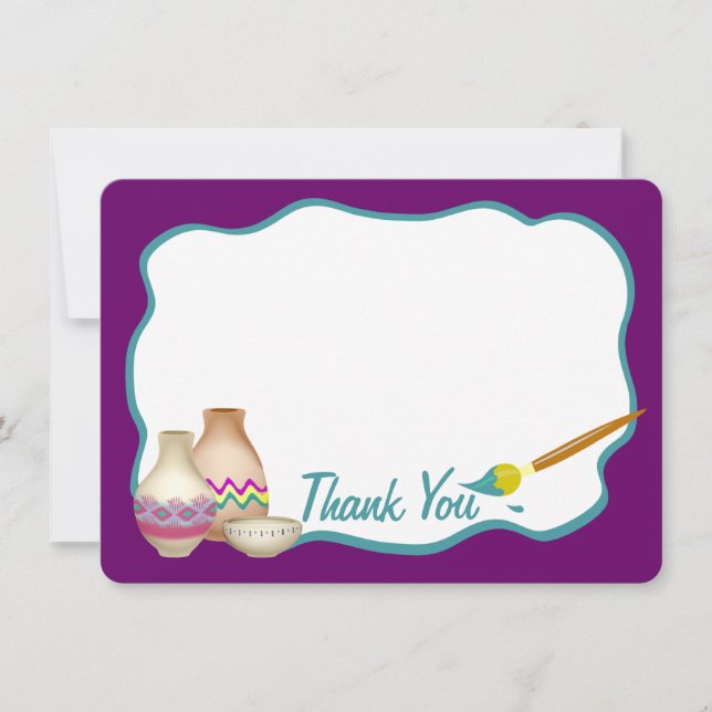 Arts and Craft Paint Party Flat Card Thank You (Front)