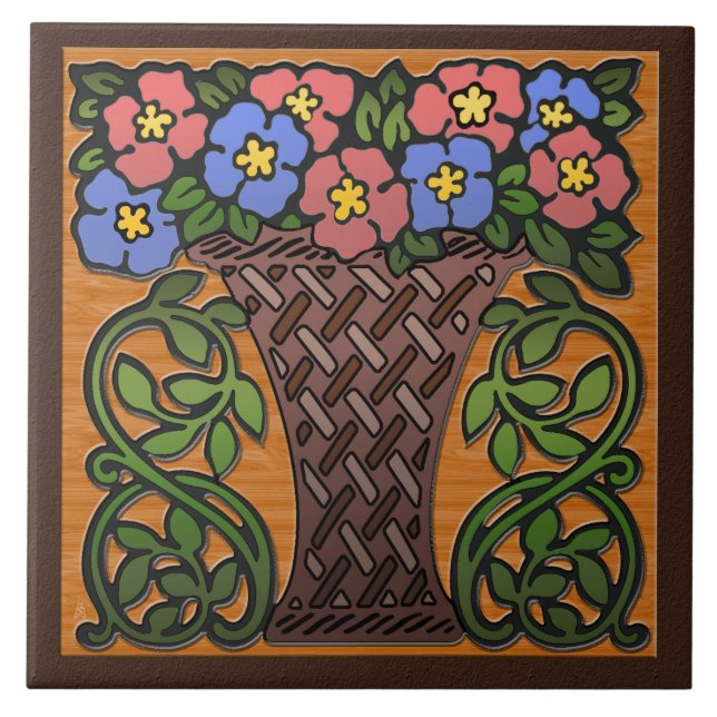 Arts and Crafts Basket of Petunias Tile (Front)