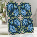 Arts and Crafts Blue Chrysanthemum Tile<br><div class="desc">Enhance your space with this exquisite Arts and Crafts-inspired tile featuring lush blue chrysanthemums surrounded by intricate green vines and soft ivory accents on a deep indigo background. The symmetrical floral patterns exude timeless elegance, making it perfect for use as a backsplash, in bathrooms, or as an accent tile. With...</div>