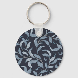 Arts and Crafts Blue Leaf Botanical Key Ring
