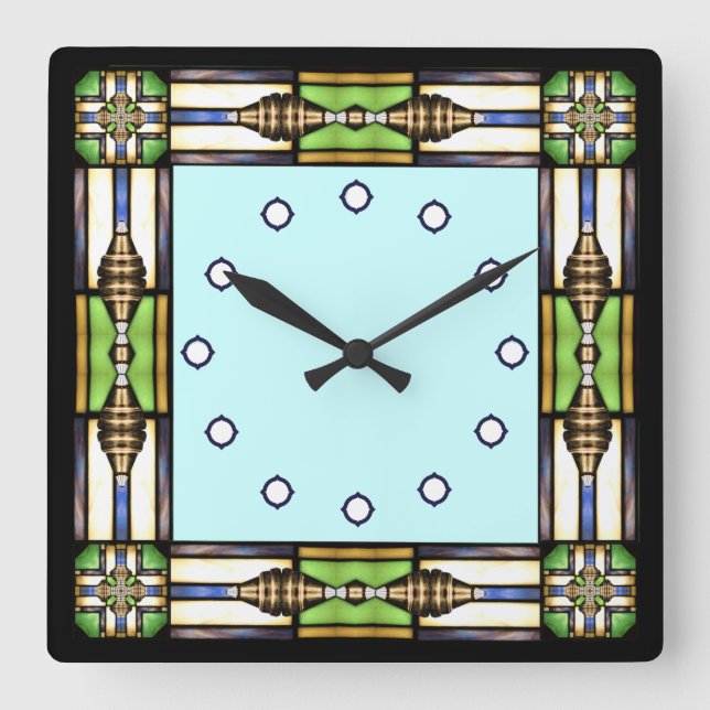 Arts and Crafts Glass Style Wall Clock (Front)
