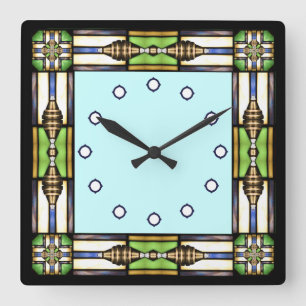 Arts and Crafts Glass Style Wall Clock