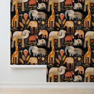 Arts and crafts inspired Safari animals Wallpaper