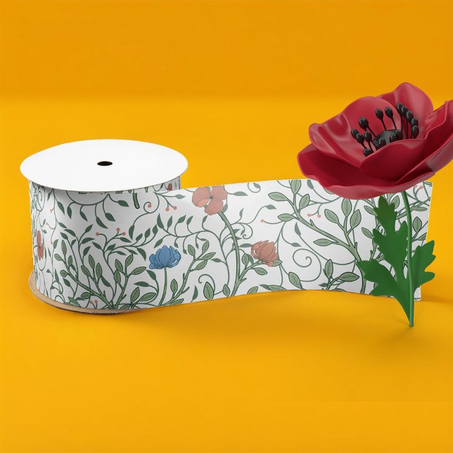 Arts and Crafts Poppies Grosgrain Ribbon (Creator Uploaded)