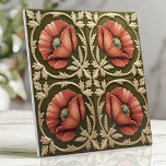Arts and Crafts Red Poppy and Olive Green  Tile<br><div class="desc">Celebrate the beauty of the Arts and Crafts movement with this striking tile design featuring bold red poppies framed by intricate olive green and ivory scrollwork. The detailed floral elements and symmetrical layout create a timeless and sophisticated aesthetic, perfect for adding character to kitchens, bathrooms, or accent walls. With its...</div>