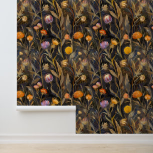 Arts and crafts Scottish thistle and wild flowers Wallpaper