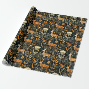 Arts and crafts Scottish thistles and stags Wrapping Paper