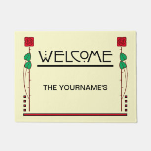 Arts And Crafts Style Personalised Welcome Doormat