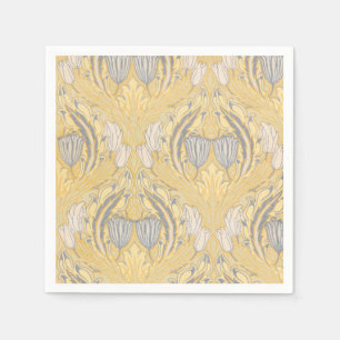 Arts and Crafts Walter Crane Blue White Tulips Napkin