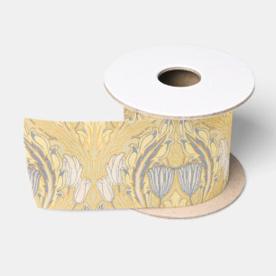 Arts and Crafts Walter Crane Blue White Tulips Satin Ribbon