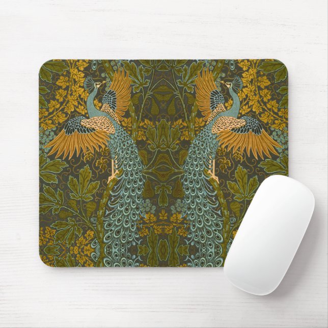 Arts and Crafts Walter Crane Peacock Pattern Mouse Mat (With Mouse)
