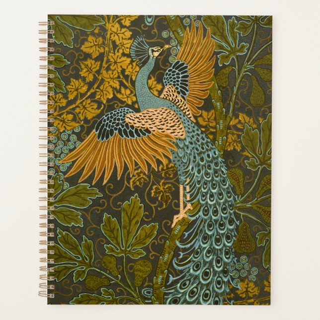 Arts and Crafts Walter Crane Peacock Pattern Planner (Front)