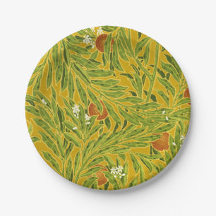 Arts and Crafts Yellow Orange Fruit Floral Art Paper Plate