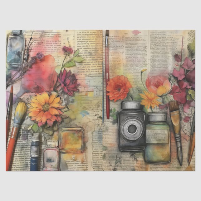 Arts & Craft Inspired Floral Tissue Paper  (Front)