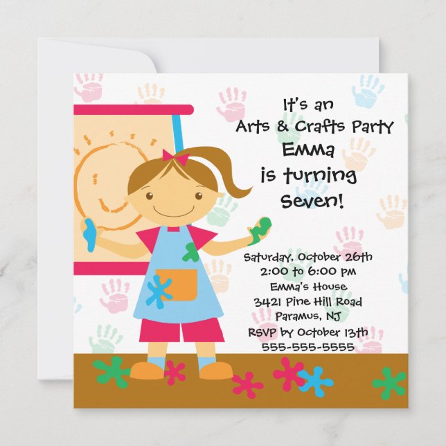 Arts & Crafts Birthday Party Invitation (Front)