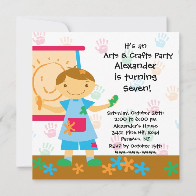 Arts & Crafts Birthday Party Invitation (Front)