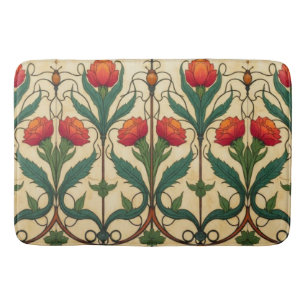 Arts & Crafts Craftsman and Mission frieze floral  Bath Mat