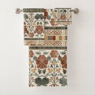 Arts & Crafts Craftsman and Mission frieze floral  Bath Towel Set
