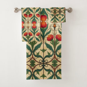 Arts & Crafts Craftsman and Mission frieze floral  Bath Towel Set