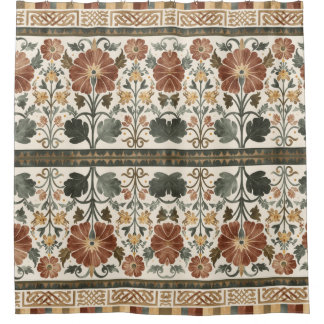 Arts & Crafts Craftsman and Mission frieze floral  Shower Curtain