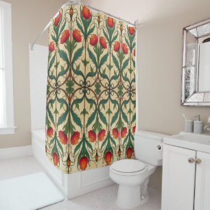 Arts & Crafts Craftsman and Mission frieze floral  Shower Curtain