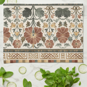 Arts & Crafts Craftsman and Mission frieze floral Tea Towel