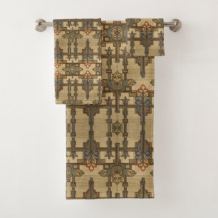Arts & Crafts Craftsman and Mission Style floral Bath Towel Set