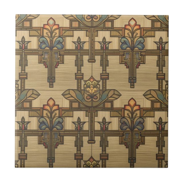 Arts & Crafts Craftsman and Mission Style floral  Tile (Front)