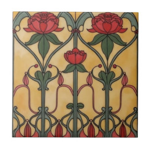Arts & Crafts Craftsman and Mission Style floral Tile