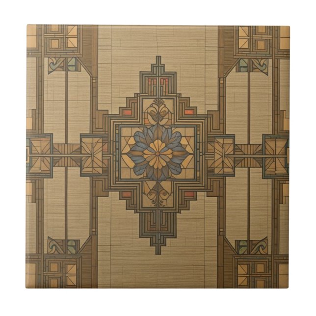 Arts & Crafts Craftsman and Mission Style floral  Tile (Front)