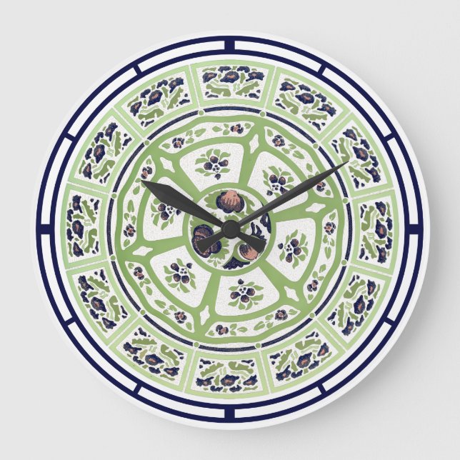 Arts & Crafts, Craftsman or Mission Floral Plate Large Clock (Front)