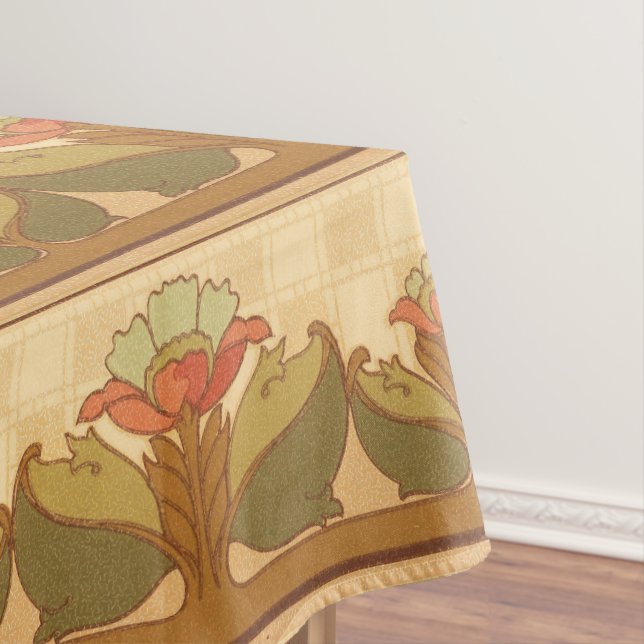 Arts & Crafts, Craftsman or Mission Style Flowers Tablecloth (In Situ)