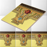 Arts & Crafts, Craftsman or Mission Style Roses Tile<br><div class="desc">This is a digitally enhanced print of a vintage 1915  Art Nouveau,  Arts And Crafts,  Craftsman or Mission style floral rose foliage frieze pattern. You can customise the background colour.</div>